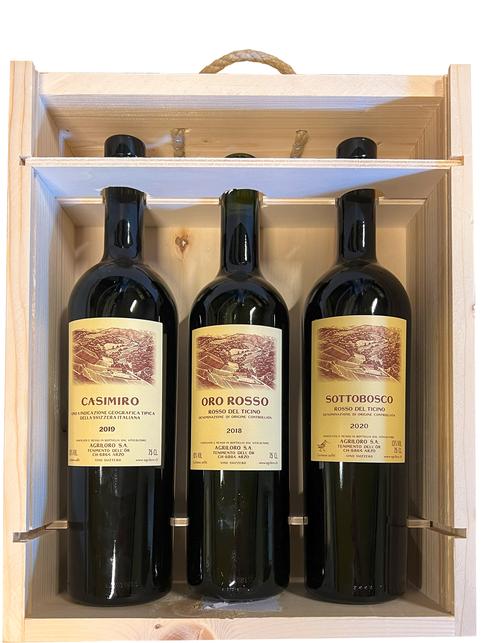 Trio of Wines in a Wooden Box